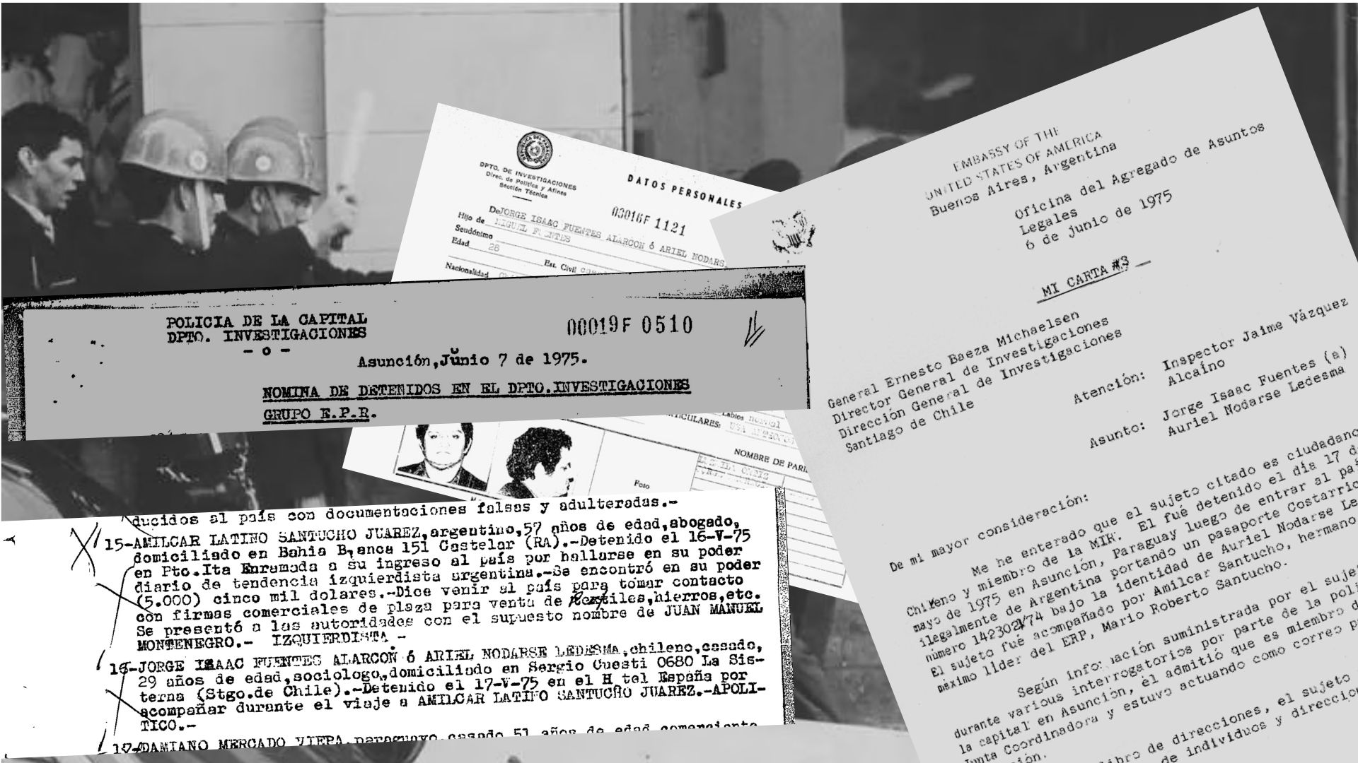 Composición de documentos referidos al secuestro de Santucho y Fuentes Alarcón
