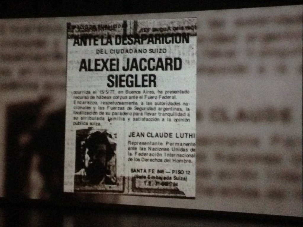 Installation with a press note on the disappearance of Alexei Jaccard