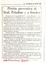 Prisión preventiva al general Paladino y a Gordon 