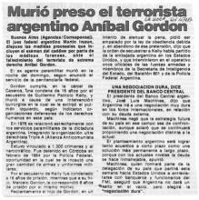 En carpeta Anibal Gordon: 4. Murió preso el terrorista argentino Anibal Gordon 