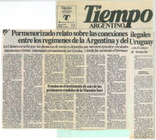 Pormenorizado relato sobre las conexiones ilegales entre los regimenes de la Argentina y del Uruguay 